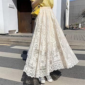 Women's Maxi Tulle Skirt, Solid Color Elastic High Waist A